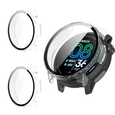 Imagem de YAJOJO (Pacote com 2) Capa protetora para COROS PACE Pro, amortecedor de policarbonato de cobertura total com protetor de tela de vidro temperado, capa à prova de choque resistente a arranhões para