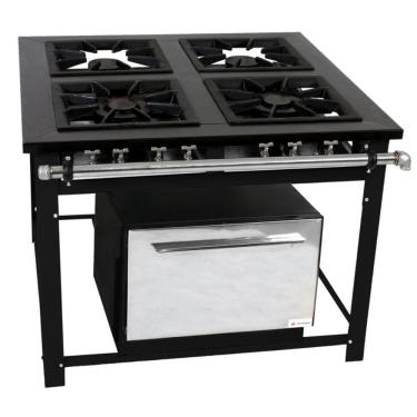 Imagem de Fogão Industrial Venâncio 4 Bocas 2 Duplas a Gás Baixa Pressão com Forno M4FD2