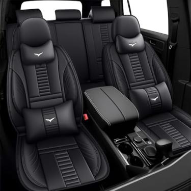 Imagem de Capas de assento de carro para Ford Mustang 2000-2025, protetores internos à prova d'água, capa de assento de carro de couro, capa de assento totalmente embrulhada com travesseiros (conjunto completo