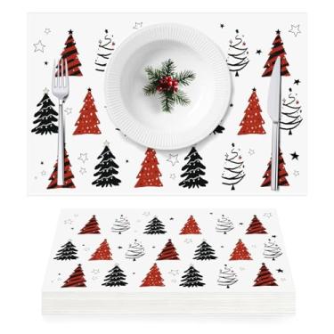 Imagem de Pacote com 50 tapetes de papel de Natal para árvore de Natal, descartáveis, para decoração de mesa de jantar, festa de inverno, cozinha, 28 x 43 cm, para decoração de mesa de jantar e festa em casa