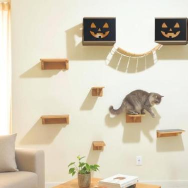 Imagem de Playground Gato Reforçado 9 peças Abóbora Halloween em MDF 15mm Parque