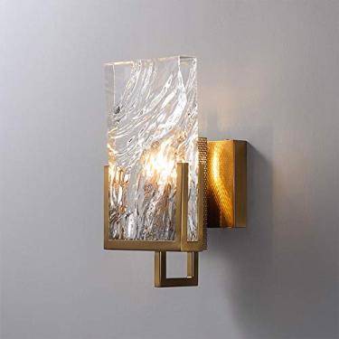 Imagem de Luminária de parede de metal dourado, luminária de parede geométrica interna, abajur redondo de mármore branco, luminárias de parede modernas para sala de estar, corredor, escadas, quarto, c