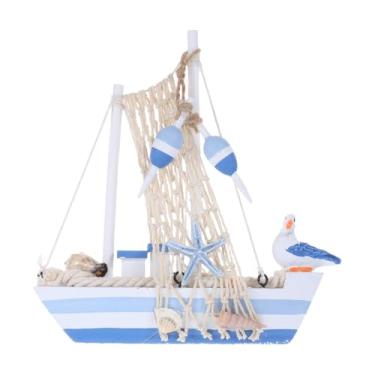 Imagem de Vaguelly Modelo de veleiro de madeira, design de aves marinhas, decoração de mesa náutica, miniatura, veleiro para decoração