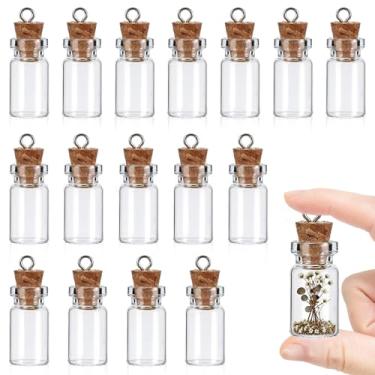 Imagem de 16 peças de mini garrafas de vidro com rolhas de cortiça - 3 ml pequenos recipientes vazios, pequenos frascos de vidro com tampas, frascos de feitiço, garrafas de mensagem de vidro para artesanato