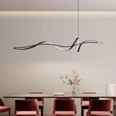 Imagem de Luminária pendente espiral LED moderna, lustre linear para sala de jantar, luminária de ilha de cozinha, luminária de teto suspensa de 47 polegadas para quarto, sala de estar, restaurante