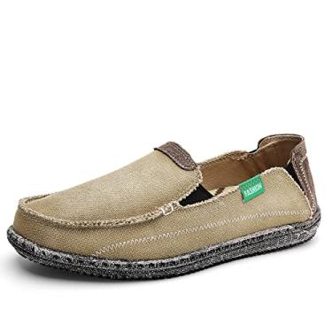 Imagem de JAMONWU tênis masculino de lona sem cadarço mocassim casual sem cadarço, Khaki2, 13