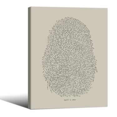 Imagem de Impressões digitais de Deus arte de parede bege impressão digital cristã Jesus versículo bíblico pôsteres 30,5 x 40,6 cm emoldurado Boho esboço em tela para sala de estar quarto dormitório