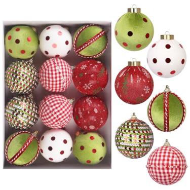 Imagem de JIALEIXI Enfeites de bola de Natal de veludo de 80 mm/8 cm, conjunto de 12 peças de ornamentos de espuma flocagem à prova de estilhaçamento para decoração de árvore de Natal, para decoração de Natal