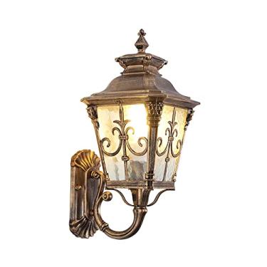 Imagem de Luminária de parede externa à prova d'água IP65, luminária de parede externa vintage, luminária rústica de parede para varanda com cúpula de vidro transparente para entrada (cor: bronze)