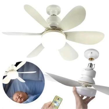 Imagem de Ventilador De Teto C/ Lâmpada Led + Controle Para Bocal E27 Suporte - 