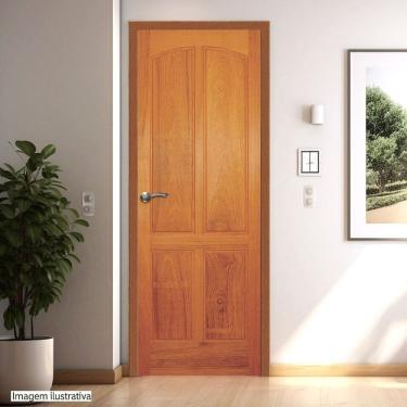 Imagem de Porta de Madeira Maciça Tauari 210x82x3,3 Quatro Almofadas Verticais Jomadi Natural