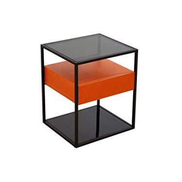 Imagem de Sofá-mesa de cabeceira quadrada preta criativa, armário, sala de estar, mesa de centro, armário lateral, quarto, gaveta, mesa de cabeceira, mesa pequena (B)