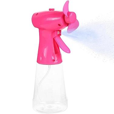 Imagem de AQIANGJY Ventilador de pé mini ventilador portátil, ventilador portátil com spray de água, 2 ventoinhas pessoais operadas por bateria AA para viagem/escritório/casa/ambiente externo silencioso