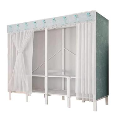 Imagem de YPDJVLTI Armário portátil moderno armário de metal ferro guarda-roupa economiza espaço guarda-roupa portátil para pendurar no quarto fácil de montar roupas armário espaçoso