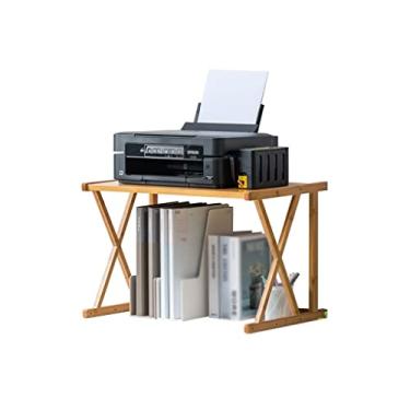 Imagem de FTOQWZXV Rack de mesa de impressão, suporte de impressora de mesa de bambu, armazenamento de escritório, impressora de fax, scanner, material de escritório, suporte de impressora (A)