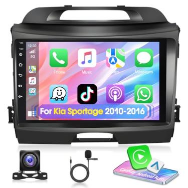 Imagem de Motorsi Tela veicular sem fio A-Pple para K-IA 2010-2016, estéreo automotivo Android de 9 polegadas com navegação GPS/link espelhado/Airplay/controle de voz/Bluetooth/AUX/FM/Tipo-C com câmera de