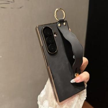 Imagem de Capa de couro sintético com suporte para pulseira Wave Business para Samsung Galaxy Z Fold 7 6 5 4 3 5g Fold7 Fold6 (para Galaxy Z Fold7/preto)