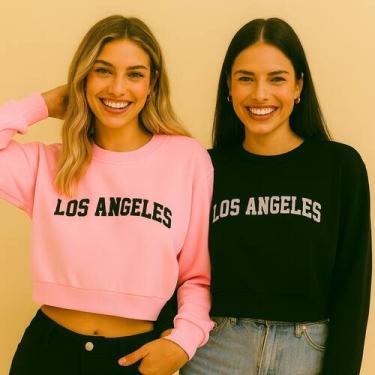 Imagem de Kit com 2 Croppeds Moletons - Sem Capuz Los Angeles Feminino Leve e Qu