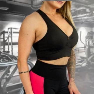 Imagem de Top com bojo para academia - Ane, Preto, P