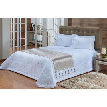 Imagem de Cobre Leito Queen Bella Bordado Com Xale Pedraria - Chrisney Bordados