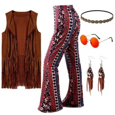 Imagem de Costume Leumoi, 5 peças, colete hippie dos anos 60 e 70, conjunto M