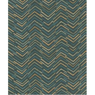 Imagem de Papel de Parede Barbara Home Geométrico Azul e Marrom 560985