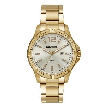 Imagem de Relógio Seculus Masculino Ref:44208gpsvda2 Esportivo Dourado