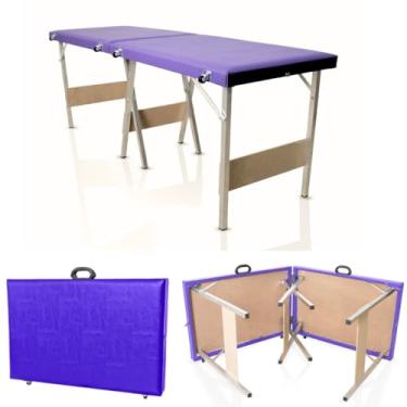 Imagem de Maca Portatil Dobravel Maleta Massagem Estetica Depilação Cores Variadas (Roxo)