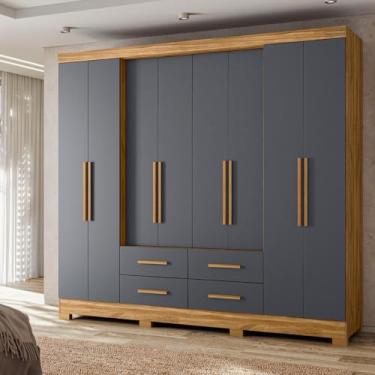 Imagem de Guarda Roupa Casal Grande com 8 Portas 273x222cm San Lorenzo Moval Cor:Freijó/Cinza