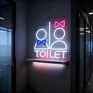 Imagem de Neonawall Toilet Neon Sign for Wall Decor Light Up Letters Led Sign Birthday Party Gifts Led Decorative Night Signs Toilet Decorations Party Signs for Restroom Home Bathroom Hotel Bar Shopping Mall