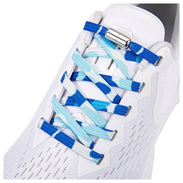 Imagem de 2 Pairs Elastic No Tie Shoelaces for Adults and Kids，Tieless Elastic Shoe Laces for Sneaker Blue Camo