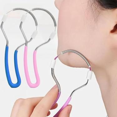 Imagem de 2 peças depiladoras faciais femininas portáteis reutilizáveis rolo de mola depilador indolor para bochechas de queixo, ferramenta de remoção de lábio superior, aleatória