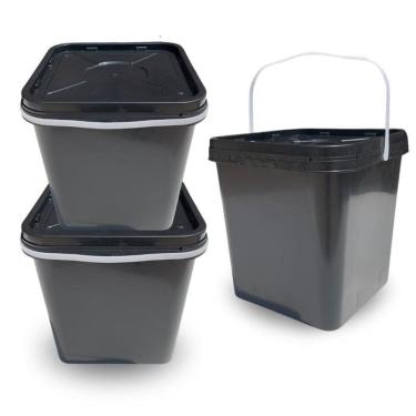 Imagem de Balde Quadrado 16L Para Passar Pano Tampa Lacre 02 Pçs