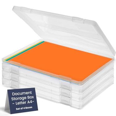 Imagem de Bins & Things JTJ Sourcing Caixa de armazenamento de plástico para papel carta A4 – protetor de papel de revista de documentos – Capas portáteis para projetos A4 – Caixa organizadora de documentos – (conjunto com 4)