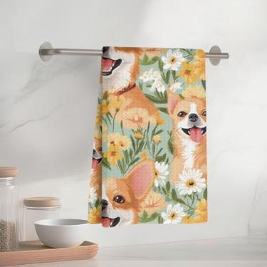 Imagem de Toalhas de cozinha com retrato de cachorro 61 x 35 cm, toalha de prato de microfibra absorvente, toalhas de mão de waffle para cozinha, casa, banheiro, presentes para amantes de cães 3