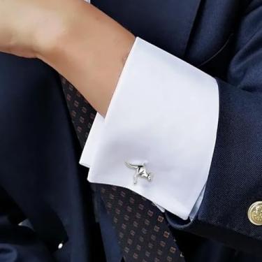 Imagem de Abotoaduras de animal masculinas clássicas de aço inoxidável, One Size, Aço inoxidável, Sem Pedra Preciosa