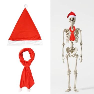 Imagem de 3,66m Fantasia Esqueleto Gigante Natal, Inclui Chapéu Papai Noel e Cachecol para Decoração de Festas Ao Ar Livre em Jardins e Festivais Acessórios Exibição para Decoração de Gramados