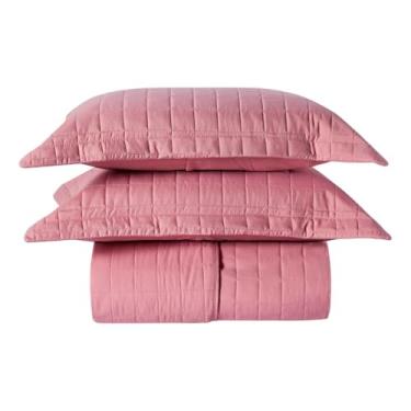 Imagem de Colcha Cobre Leito Dupla Face 400 Fios Toque Aveludado 3 Peças – Kit Cama Completo Solteiro Casal Queen e King (Rosê,Casal)