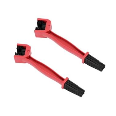 Imagem de 2 escovas de limpeza vermelhas – Arruela de corrente de bicicleta e motocicleta de plástico durável para limpeza eficiente