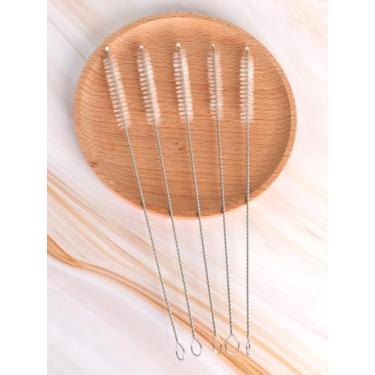 Imagem de Conjunto de escovas de limpeza com canudo de 21 cm (pacote com 6), cerdas de aço inoxidável e nylon para copos de 590 a 1134 ml, garrafas isoladas, garrafas de água, copos e tubos