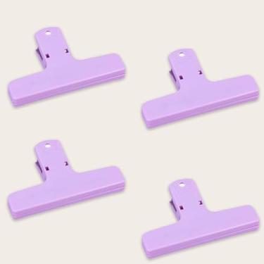 Imagem de Pacote com 4 pastas de arquivo coloridas A4 grampos de arquivo coloridos clipes de plástico - roxo