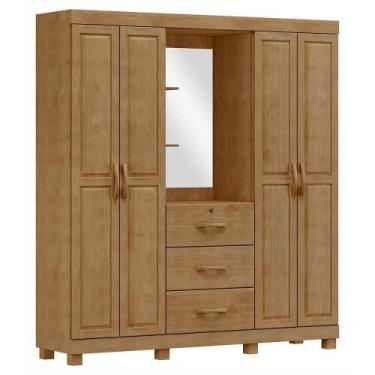 Imagem de Guarda Roupa Capela Madeira Maciça 4 Portas 3 Gavetas 183 Cm 1143 Frei