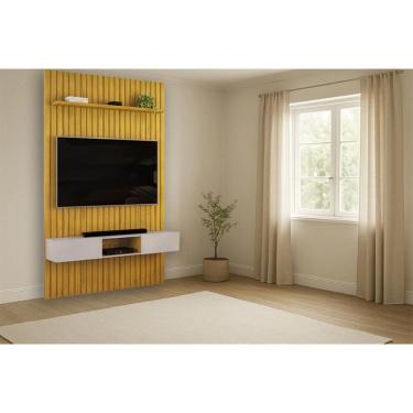 Imagem de Rack Bancada C/ Painel P/ Tv Trento 143x240cm Cedro/bali - Dj Móveis