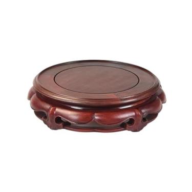 Imagem de suporte para bonsai Base redonda de escultura em jacarandá vermelho para vasos, conjuntos chá, artesanato, pedestal exibição(Grande)