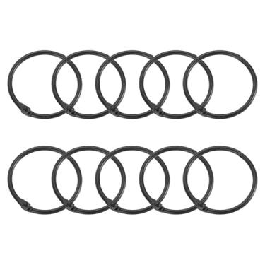 Imagem de Anéis de cortina de chuveiro, 12 peças - Ganchos de cortina de chuveiro redondos de aço carbono, anéis de encadernação de folhas soltas de 3,8 cm para varões de cortina de chuveiro (preto)