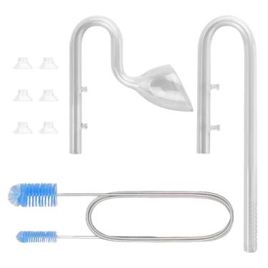 Imagem de Hygger CO2 Tubo de lírio de vidro de aquário de 13 mm com entrada, saída e escova e 6 ventosas para tubo de 12/16 mm ID de 1,27 cm (12/16 mm)