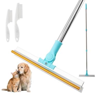 Imagem de Kakalote Ancinho de carpete para remoção de pelos de animais de estimação, 50,8 cm - 139,7 cm alça longa ajustável de gato e cachorro, raspador, vassoura para tapetes, tapetes, tapetes, com 2 peças de