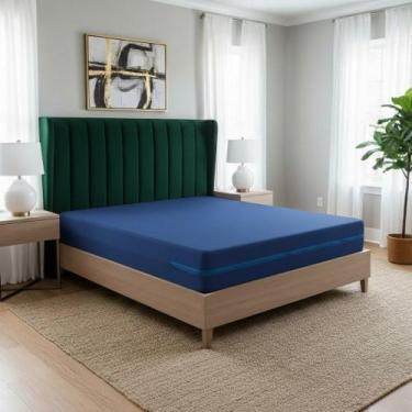 Imagem de Capa Impermeável Para Colchão Queen Tipo Hospitalar Com Ziper - Azul -