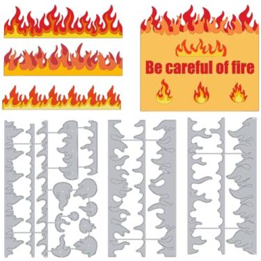 Imagem de DELORIGIN Matrizes de corte com moldura de chama, para fazer cartões de fogo, estêncil, aço carbono, corte, cartão, scrapbook, estampagem, moldes para Natal, cartões comemorativos, artesanato, álbum
