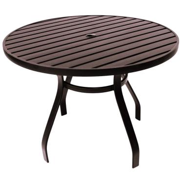 Imagem de Mesa 1,20m Ripada Alumínio Resistente área Externa Piscina Jardim Jantar Marrom